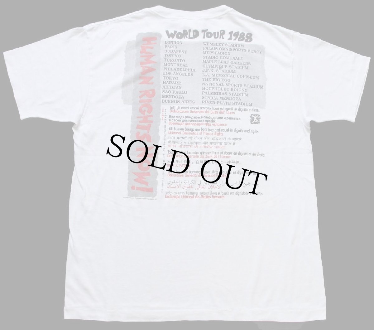 画像3: 80s USA製 Reebokリーボック HUMAN RIGHTS NOW! WORLD TOUR 1988 世界人権宣言 アート 両面プリント Tシャツ ライトグレー (3)