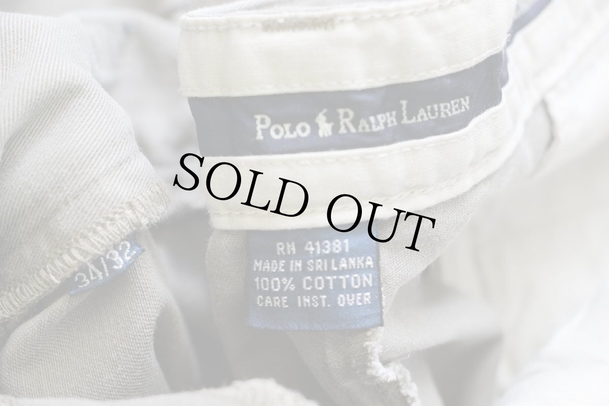 画像6: 90s ポロ ラルフローレン ANDREW PANT ツータック コットン チノパン グレーベージュ w34 L32★282 (6)