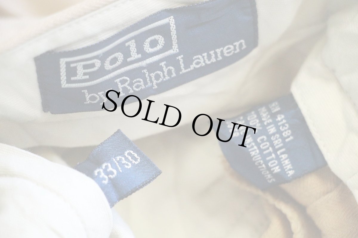 画像6: 00s ポロ ラルフローレン ツータック スラックス ヘリンボーン コットンパンツ 薄茶 w33 L30 (6)