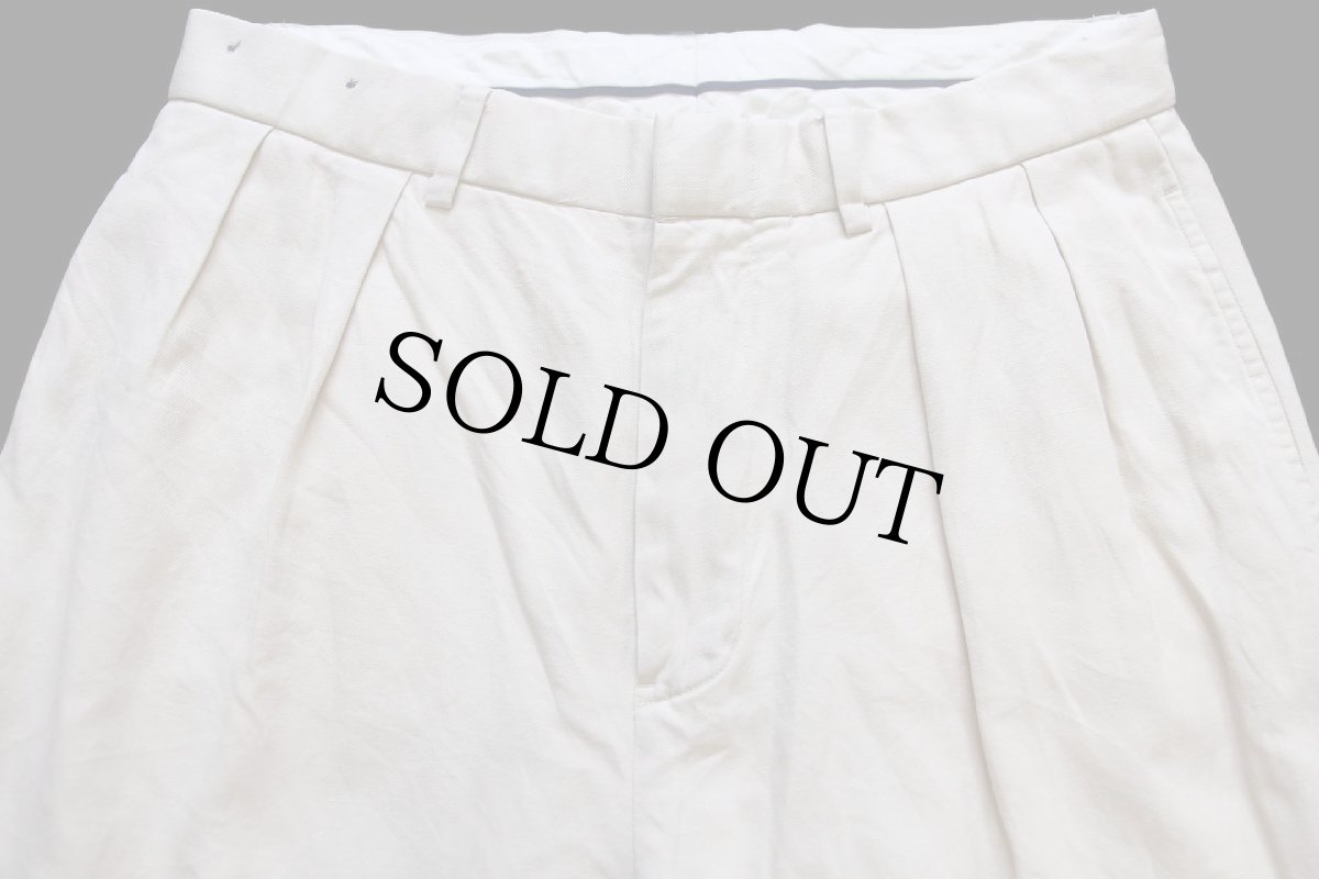 画像4: 00s POLO GOLF ラルフローレン ツータック スラックス コットン×シルク×リネンパンツ アイボリー 30R (4)