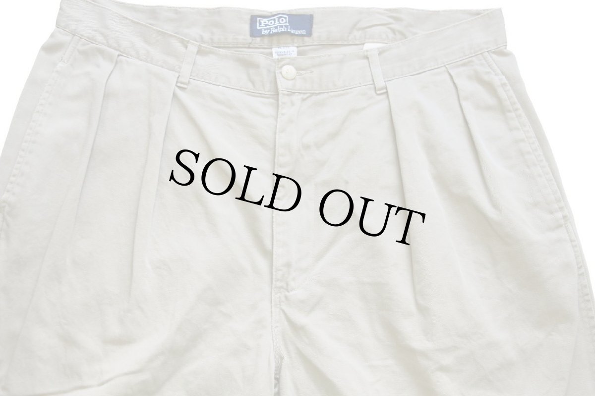 画像4: 90s ポロ ラルフローレン ツータック コットン チノパン カーキ w34 L30★283 (4)