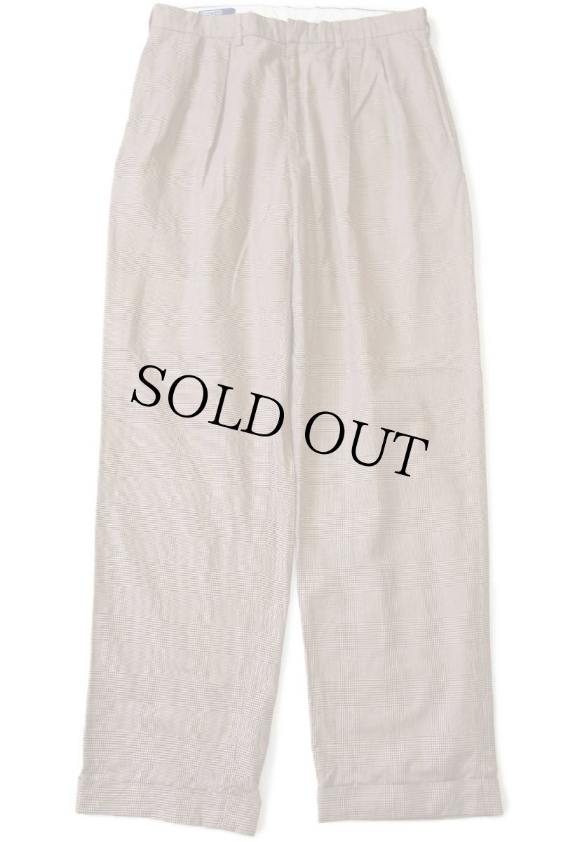 画像2: 00s ポロ ラルフローレン グレンチェック ツータック スラックス コットンパンツ W36 L34 (2)