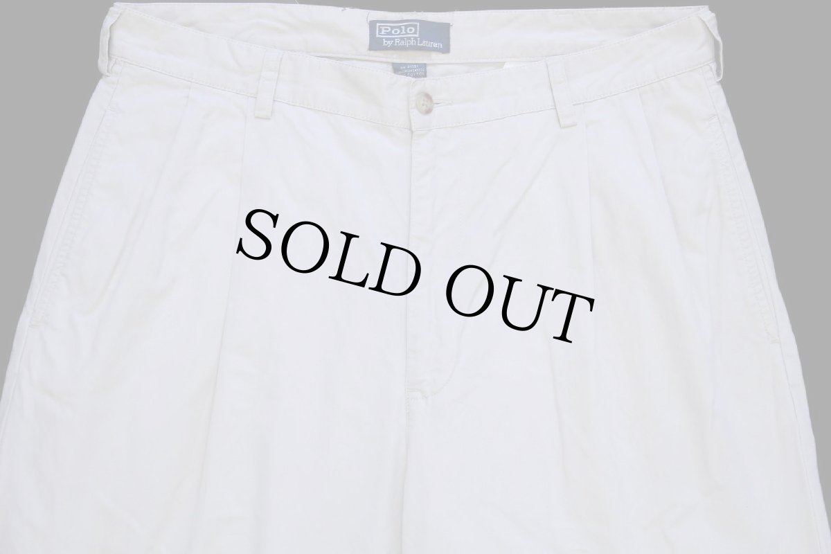 画像4: 90s ポロ ラルフローレン HAMMOND PANT ツータック コットン チノパン ベージュ W34 (4)