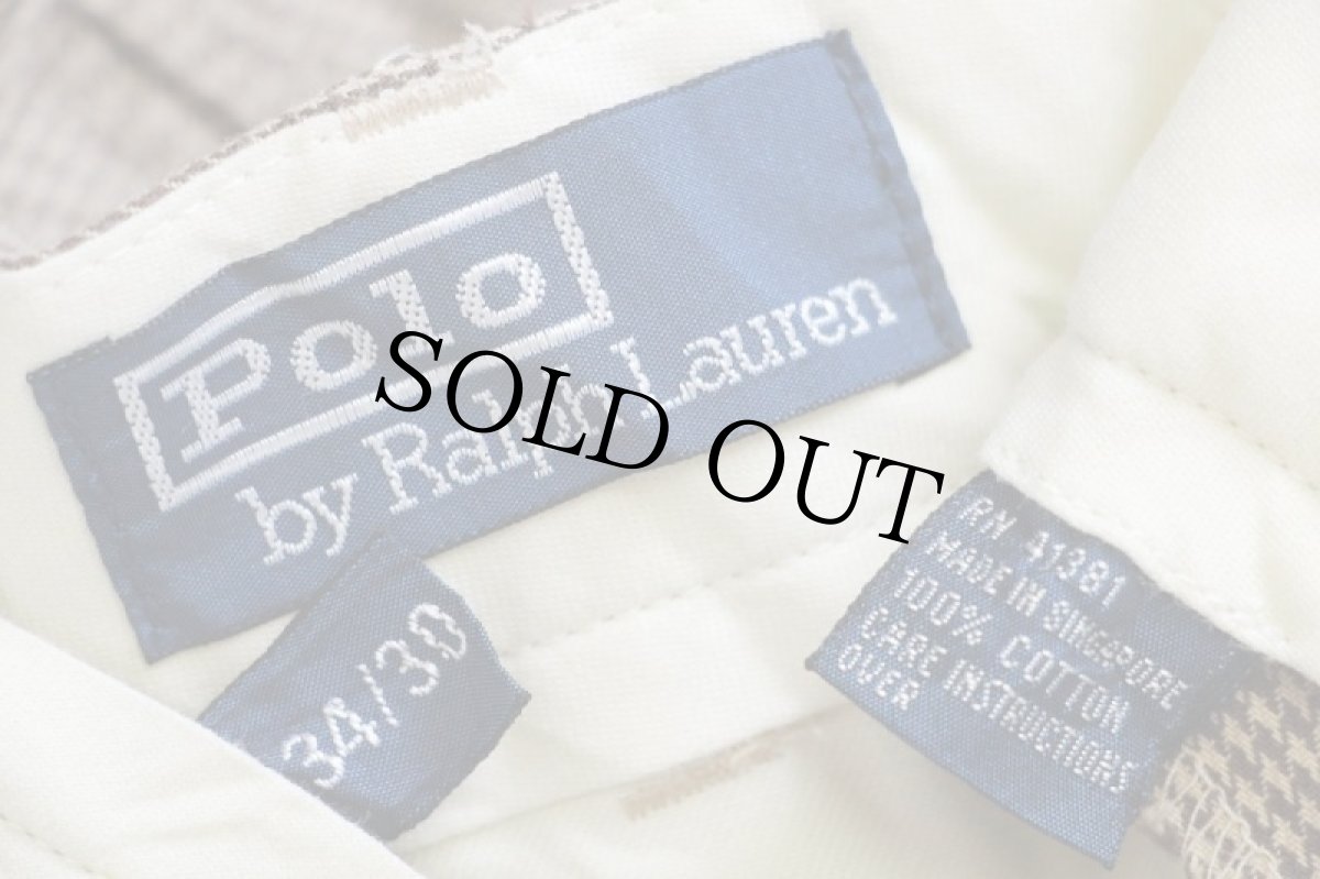 画像6: 90s ポロ ラルフローレン 千鳥格子 ツータック スラックス コットンパンツ w34 L30 (6)