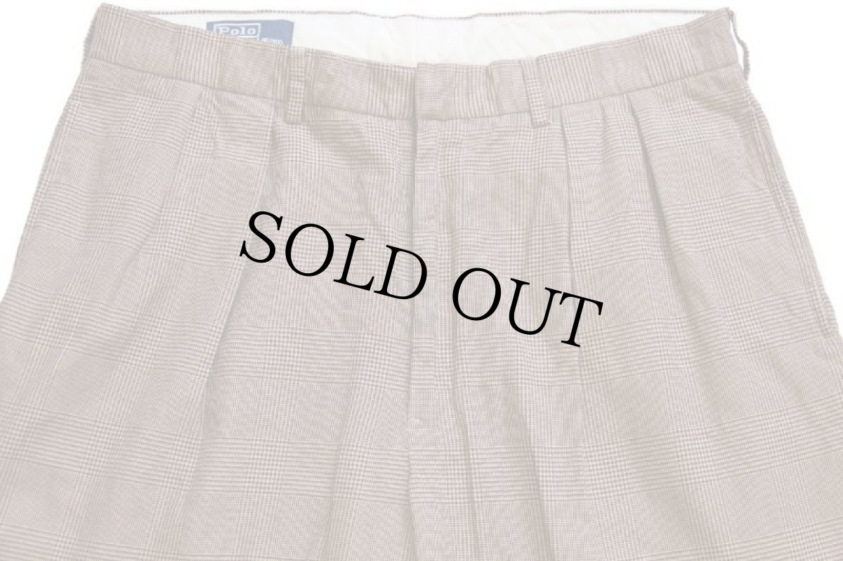 画像4: 00s ポロ ラルフローレン グレンチェック ツータック スラックス コットンパンツ W36 L34 (4)