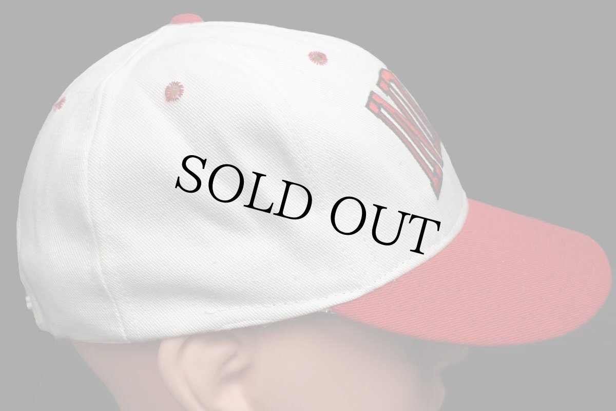 画像4: 80s USA製 INDIANA 刺繍 ツートン 切り替え キャップ 白×赤 (4)