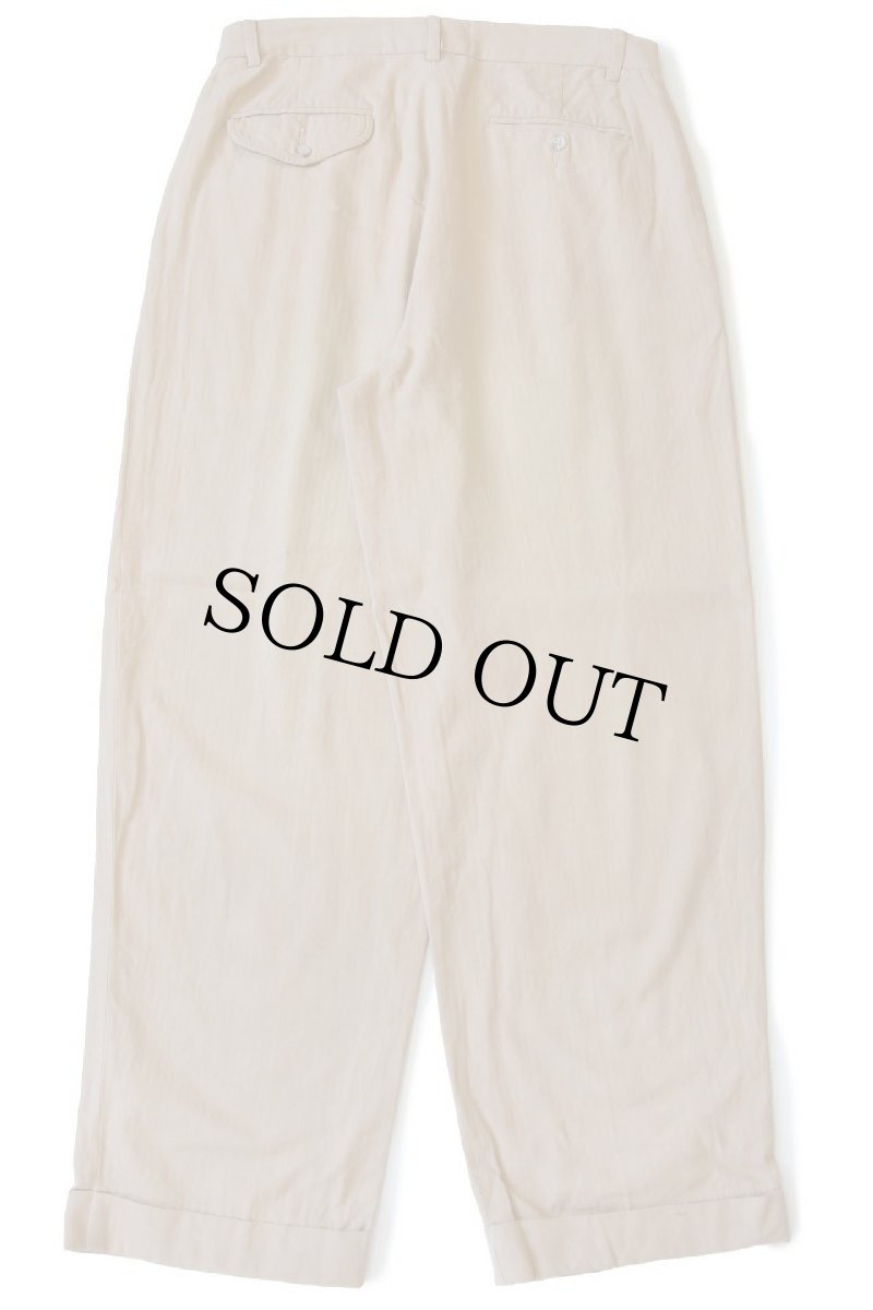 画像3: 00s ポロ ラルフローレン ツータック スラックス ヘリンボーン コットンパンツ 薄茶 w33 L30 (3)