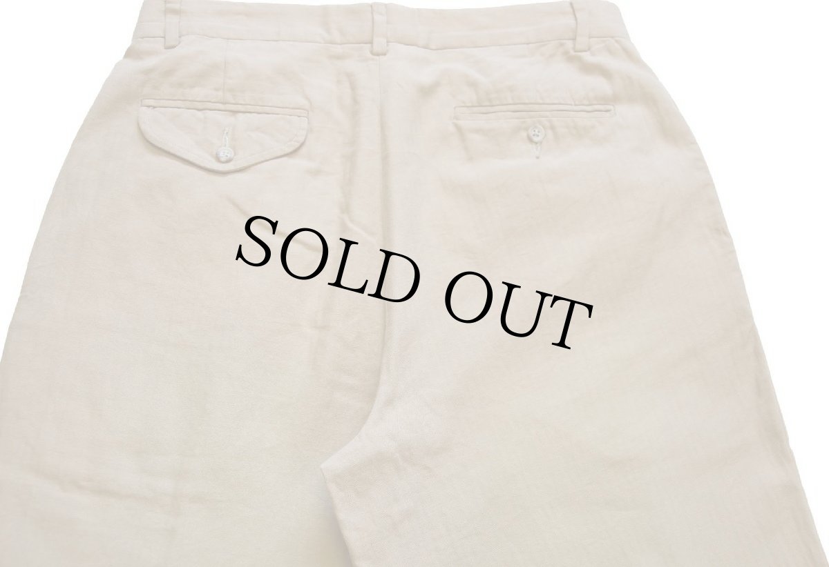 画像5: 00s ポロ ラルフローレン ツータック スラックス ヘリンボーン コットンパンツ 薄茶 w33 L30 (5)