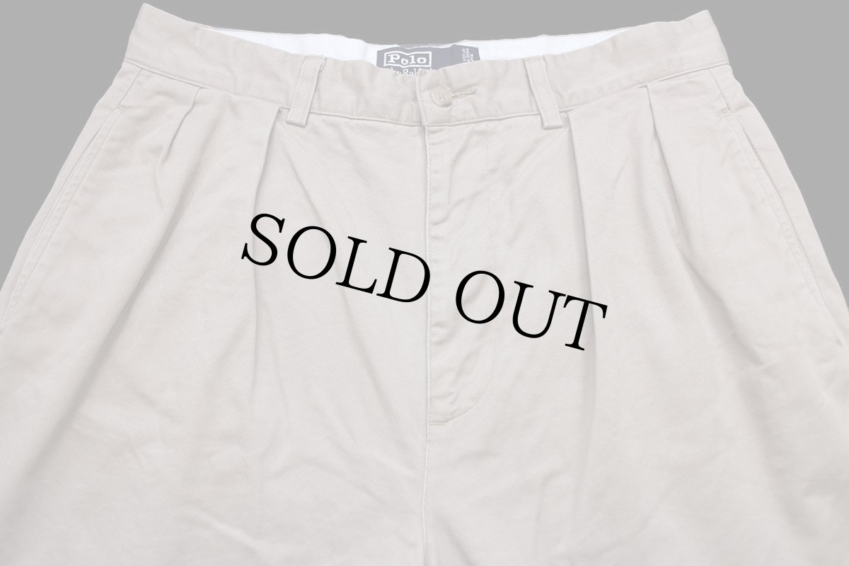 画像4: 90s ポロ ラルフローレン ANDREW PANT ツータック コットン チノパン ベージュ w33 L32★301 (4)