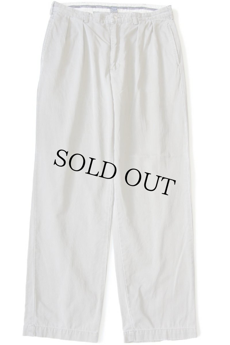 画像2: 90s ポロ ラルフローレン ANDREW PANT ツータック コットン チノパン グレーベージュ w34 L32★282 (2)