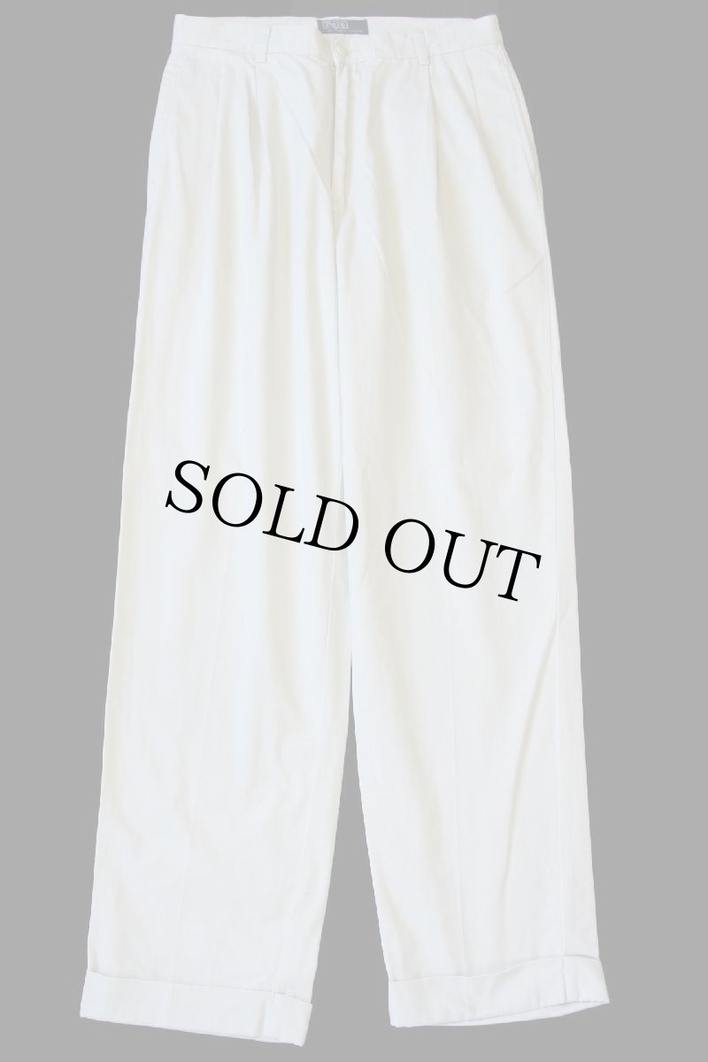 画像2: 90s ポロ ラルフローレン HAMMOND PANT ツータック コットン チノパン ベージュ w32 L32★286 (2)