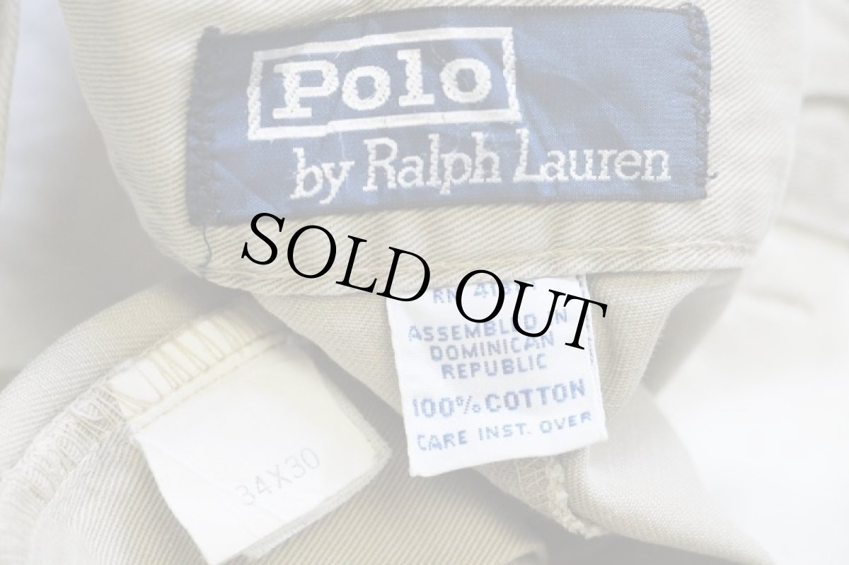 画像6: 90s ポロ ラルフローレン ツータック コットン チノパン カーキ w34 L30★283 (6)