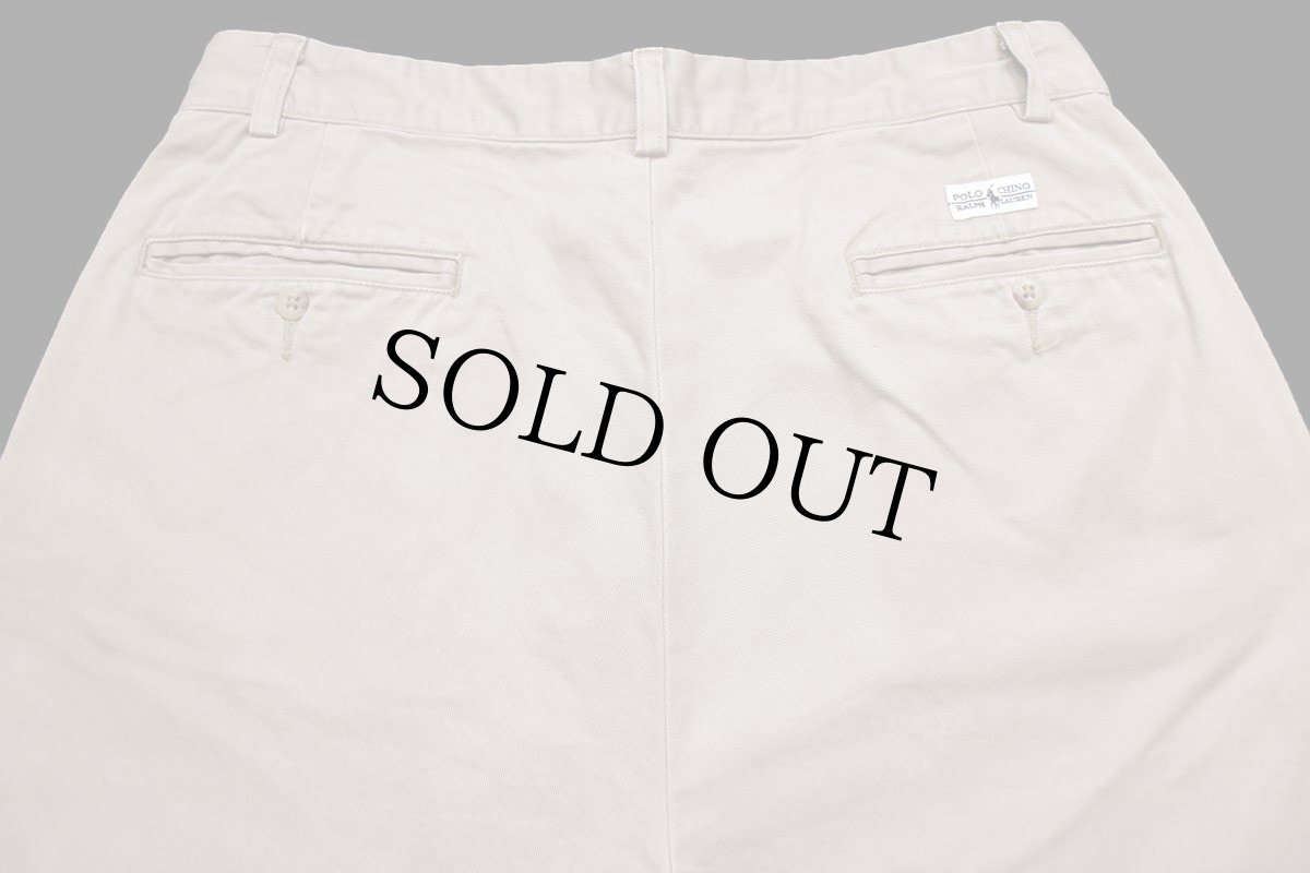 画像5: 90s ポロ ラルフローレン ANDREW PANT ツータック コットン チノパン ベージュ w33 L32★301 (5)