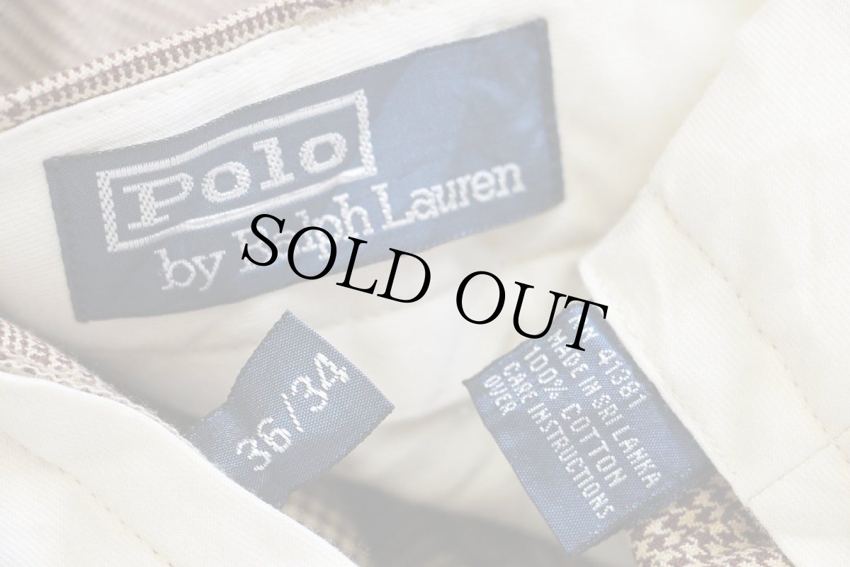 画像6: 00s ポロ ラルフローレン グレンチェック ツータック スラックス コットンパンツ W36 L34 (6)