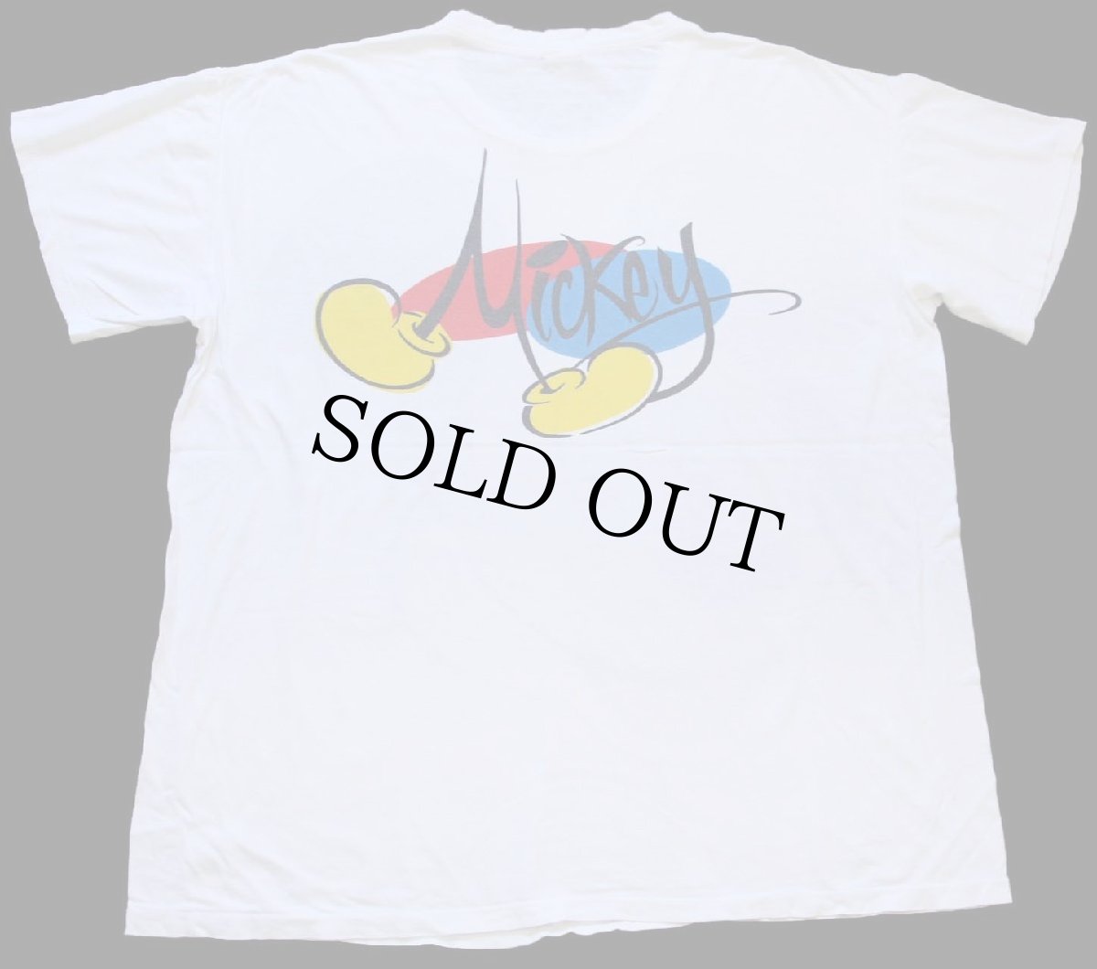 画像2: 90s USA製 Disneyディズニー ミッキー マウス 両面 染み込みプリント コットンTシャツ ボロ 白 (2)