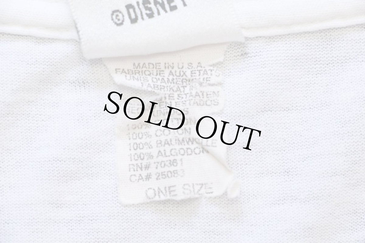 画像6: 90s USA製 Disneyディズニー ミッキー マウス 両面 染み込みプリント コットンTシャツ ボロ 白 (6)