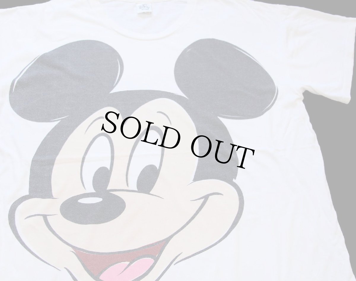画像3: 90s USA製 Disneyディズニー ミッキー マウス 両面 染み込みプリント コットンTシャツ ボロ 白 (3)
