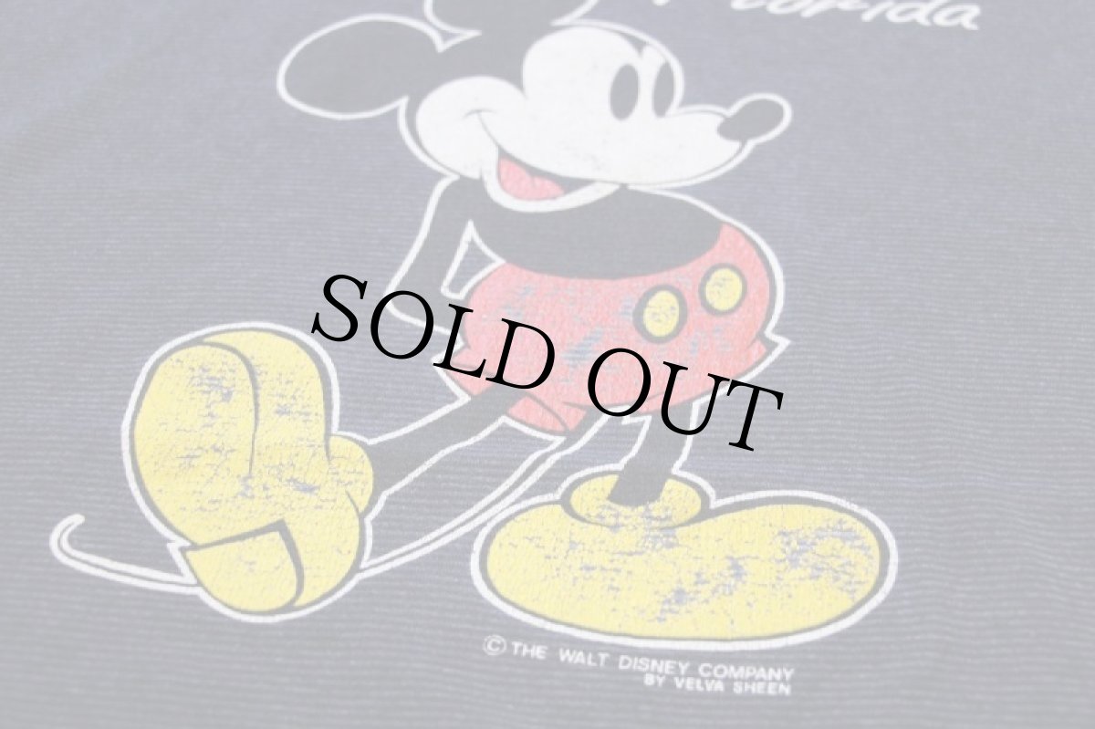 画像4: 90s USA製 Velva Sheen DISNEYディズニー ミッキー マウス Florida ボーダー Tシャツ チャコールグレー L (4)