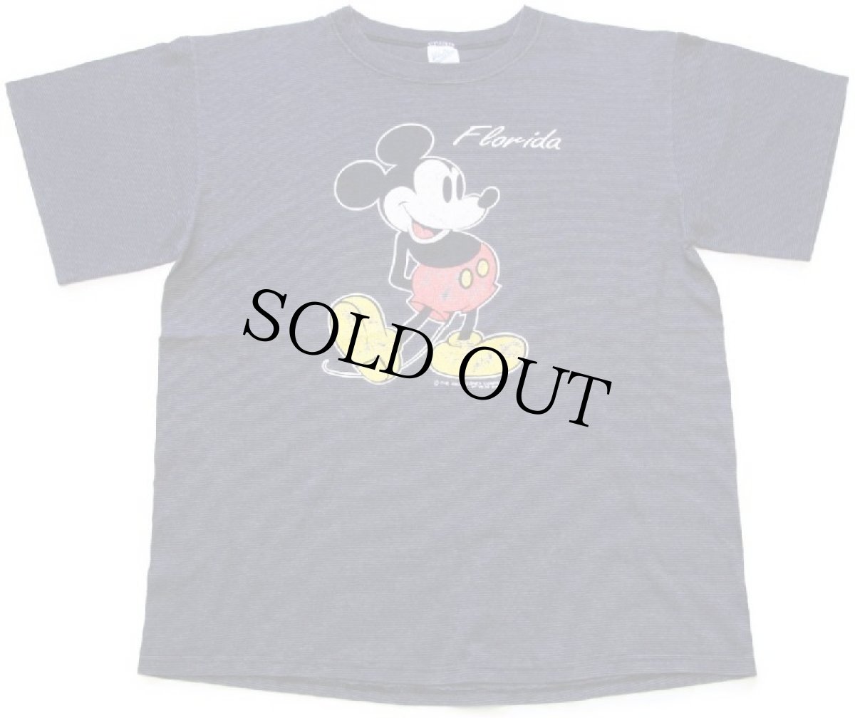 画像2: 90s USA製 Velva Sheen DISNEYディズニー ミッキー マウス Florida ボーダー Tシャツ チャコールグレー L (2)