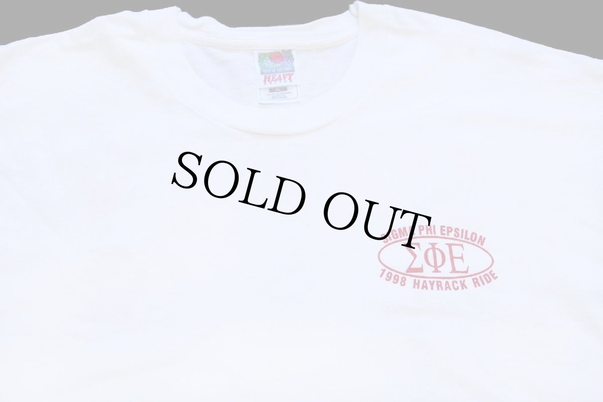 画像4: 90s USA製 PARTY TILL THE COWS COME HOME フラタニティ ウシ イラスト コットン 長袖Tシャツ 白 XL (4)