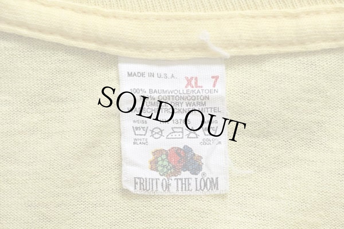 画像6: 80s USA製 Disneyディズニー ドナルドダック 染み込みプリント コットンTシャツ 薄黄 (6)