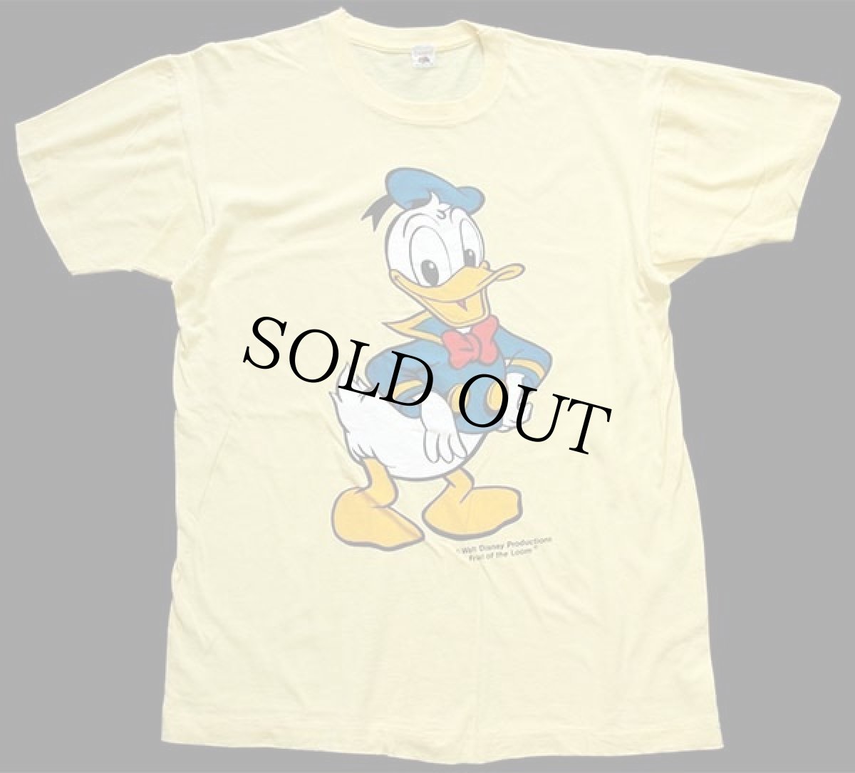 画像2: 80s USA製 Disneyディズニー ドナルドダック 染み込みプリント コットンTシャツ 薄黄 (2)