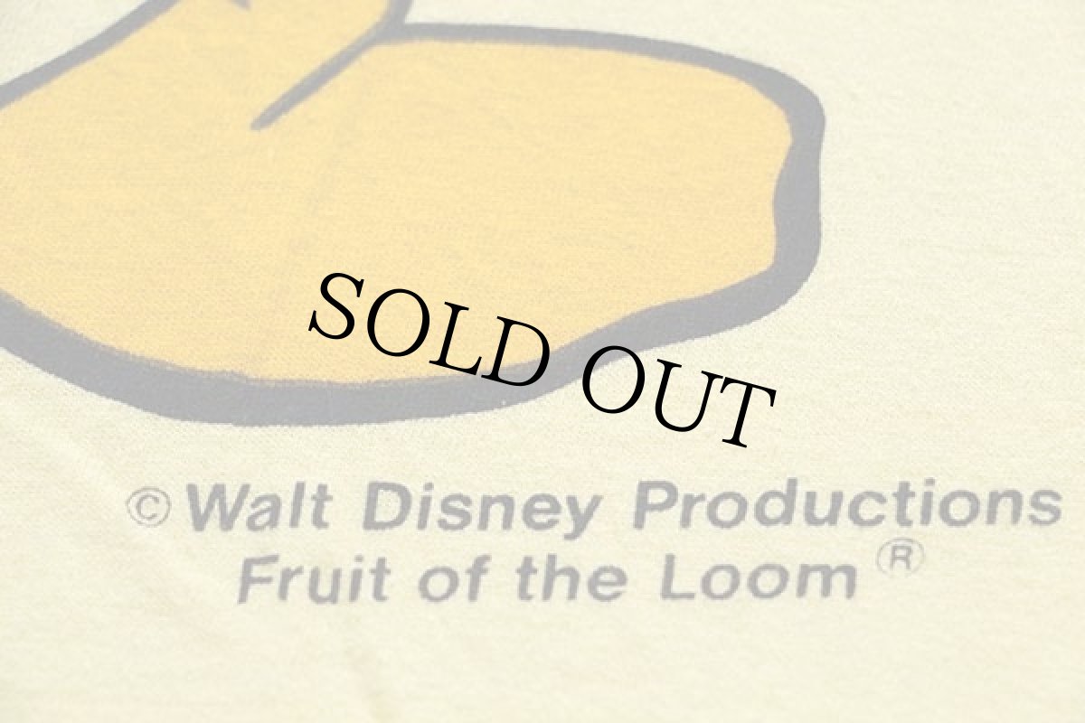 画像5: 80s USA製 Disneyディズニー ドナルドダック 染み込みプリント コットンTシャツ 薄黄 (5)