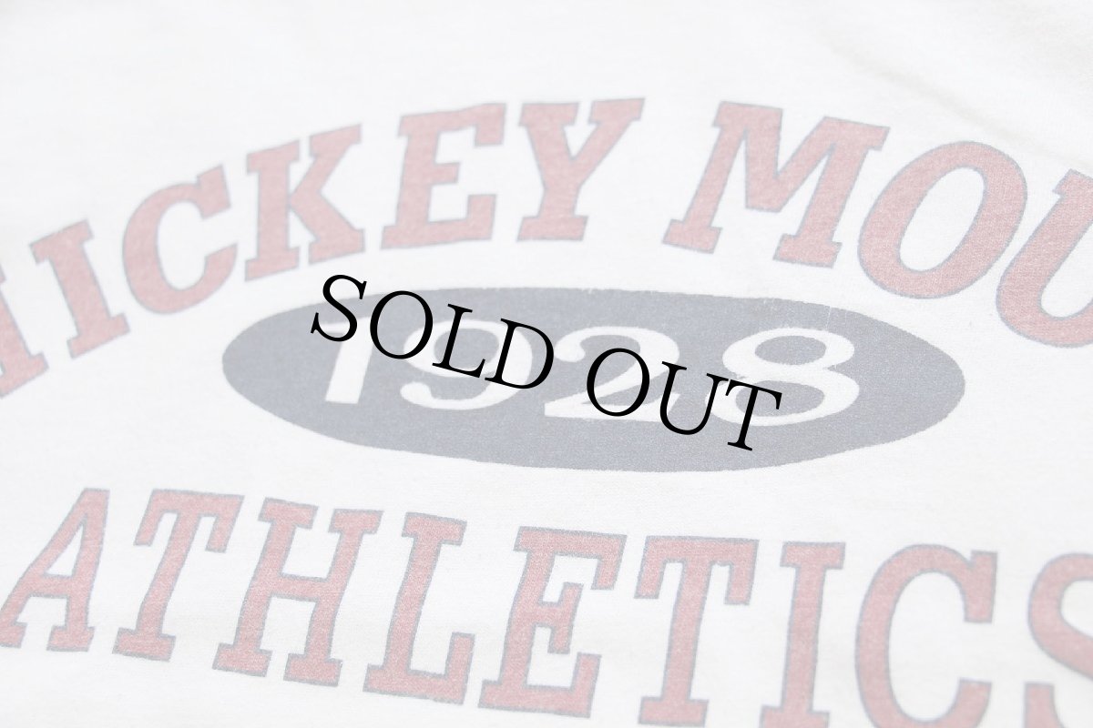 画像4: 90s USA製 Disneyディズニー MICKEY MOUSE 1928 ATHLETICS ミッキー マウス コットン アスレチックTシャツ 生成り L/XL (4)
