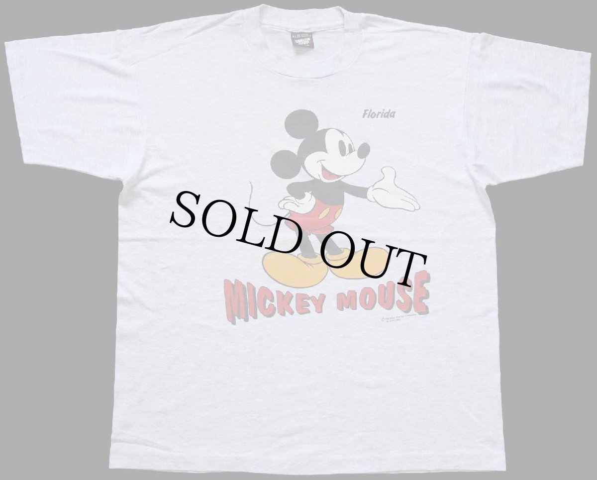 画像2: 90s USA製 Disneyディズニー MICKEY MOUSEミッキー マウス Florida 両面プリント Tシャツ 杢ライトグレー XL (2)