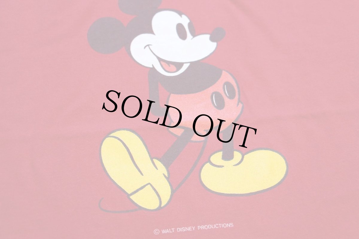 画像4: 80s USA製 DISNEYディズニー ミッキー マウス コットンTシャツ 赤 L (4)