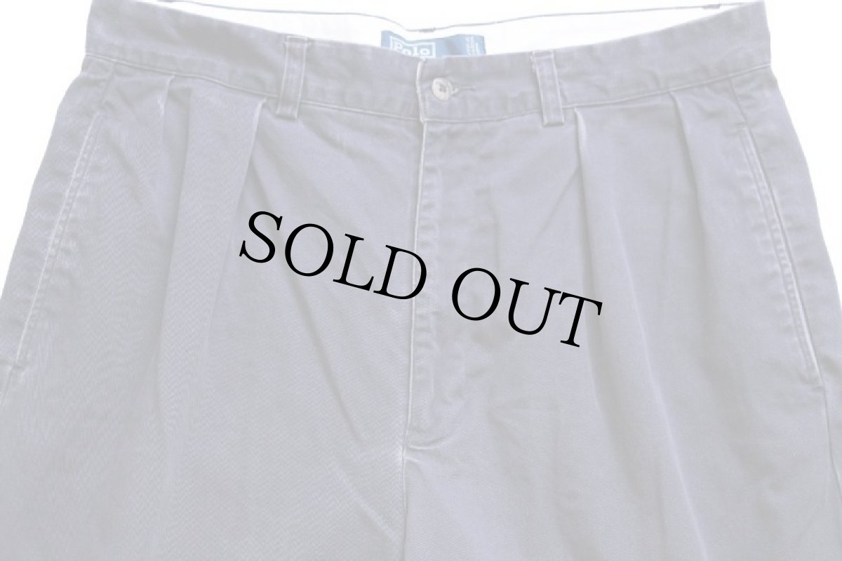 画像4: 90s ポロ ラルフローレン ANDREW PANT ツータック コットン チノパン 紺 フェード w33 L30★296 (4)