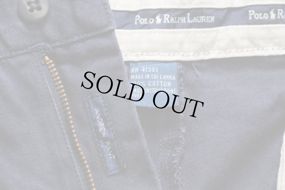 画像7: 90s ポロ ラルフローレン ANDREW PANT ツータック コットン チノパン ナス紺 w34★285 (7)