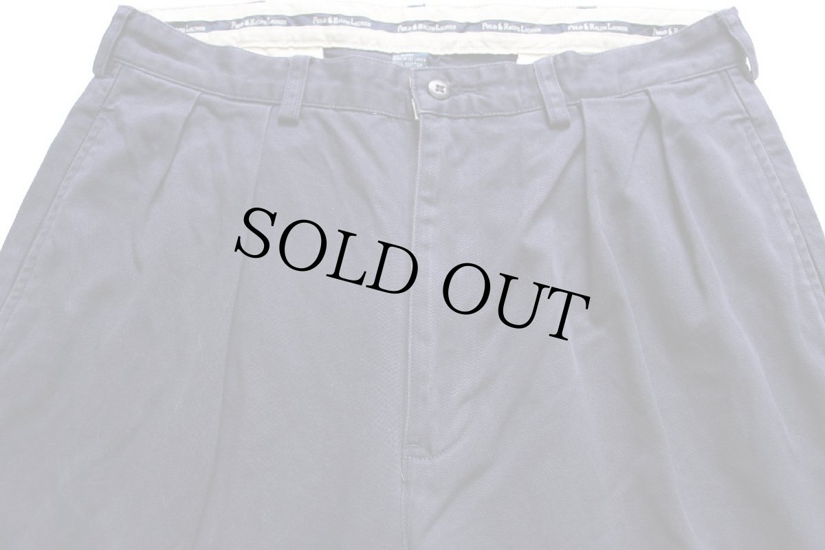 画像4: 90s ポロ ラルフローレン ANDREW PANT ツータック コットン チノパン ナス紺 w34★285 (4)