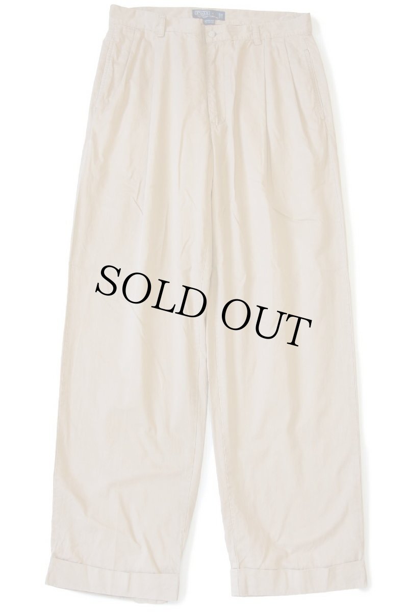 画像2: 90s ポロ ラルフローレン HAMMOND PANT ツータック コットンパンツ 薄茶 w32 L30★294 (2)