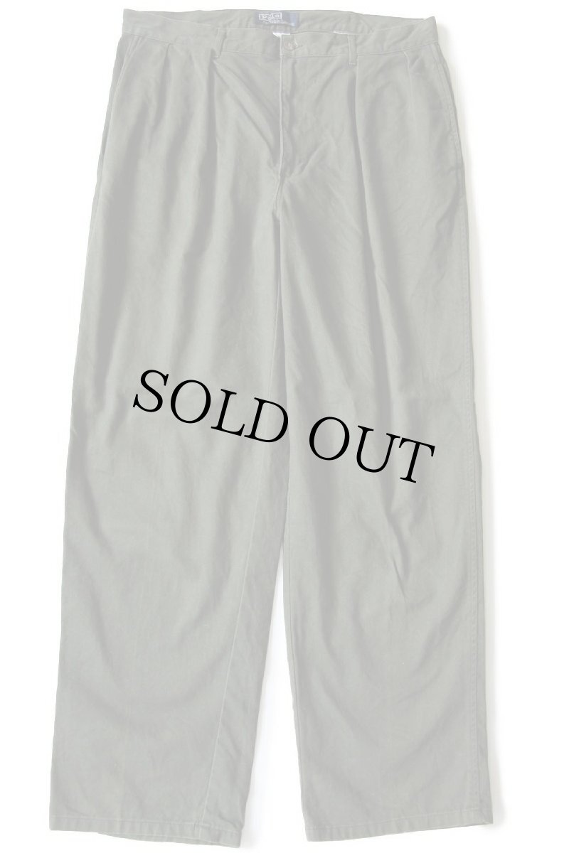 画像2: 90s ポロ ラルフローレン ツータック コットン チノパン 深緑 w34 L30★284 (2)