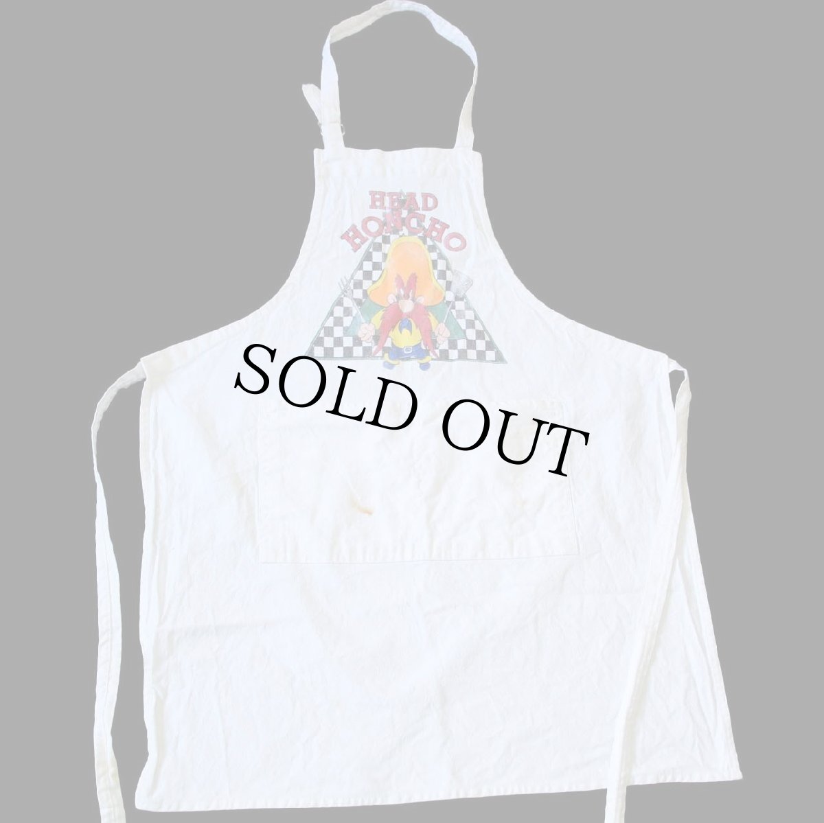 画像2: 90s USA製 ACME HOME WORKS WARNER BROS LOONEY TUNES HEAD HONCHO ヨセミテサム キャンバス エプロン 生成り (2)