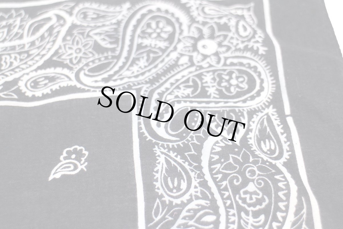 画像7: 80s USA製 RN13962 ペイズリー×花柄 コットン バンダナ 黒 (7)