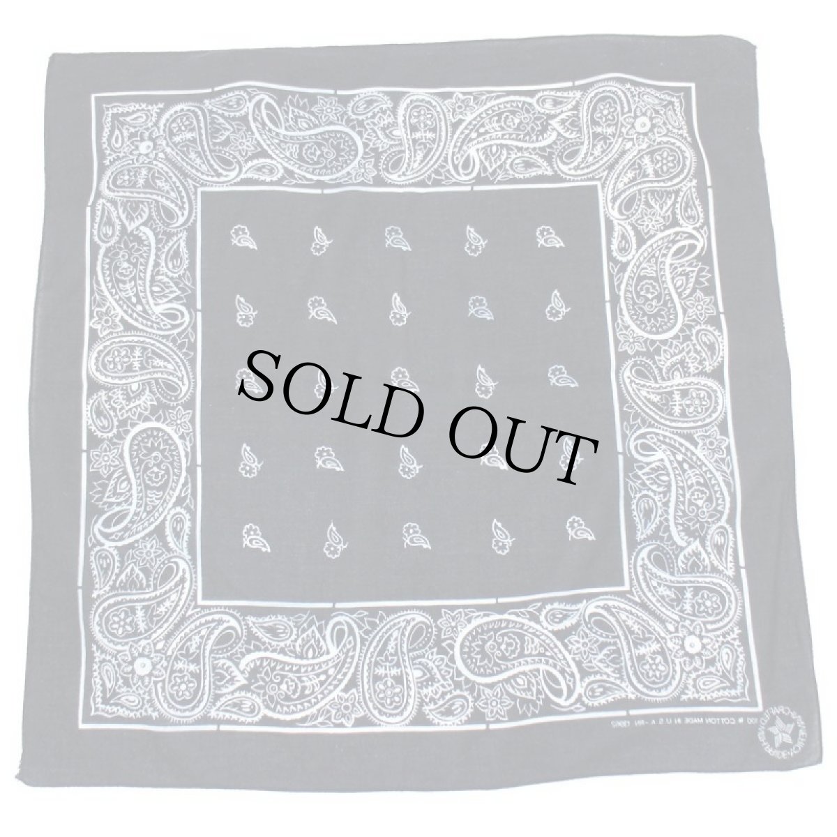 画像2: 80s USA製 RN13962 ペイズリー×花柄 コットン バンダナ 黒 (2)