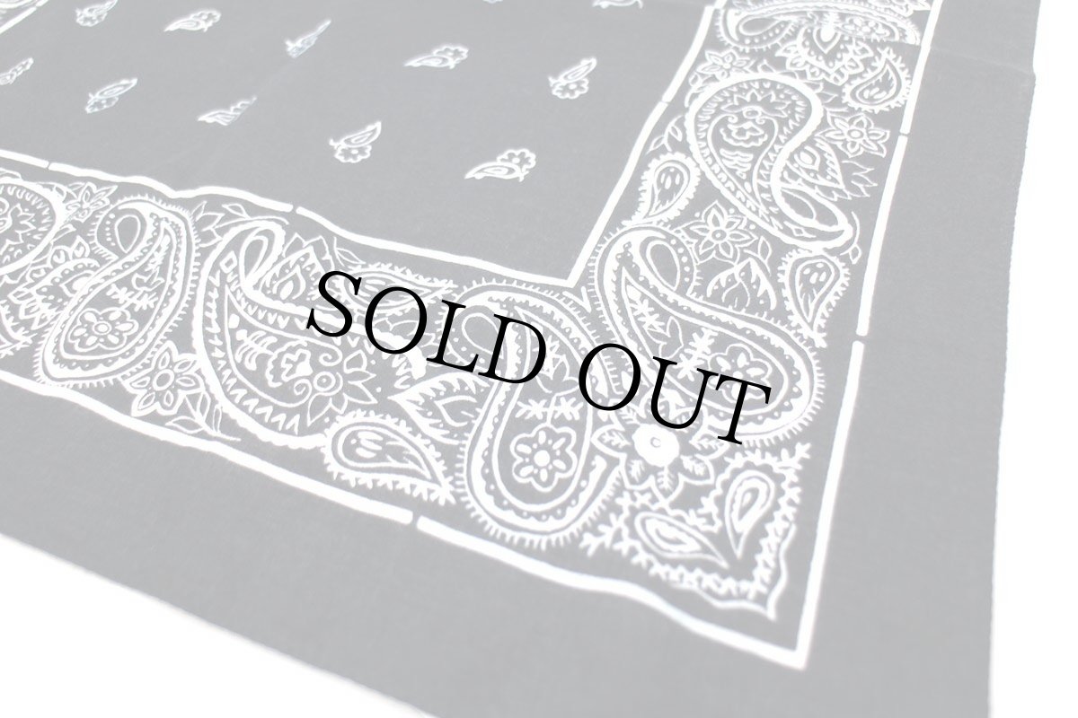 画像4: 80s USA製 RN13962 ペイズリー×花柄 コットン バンダナ 黒 (4)