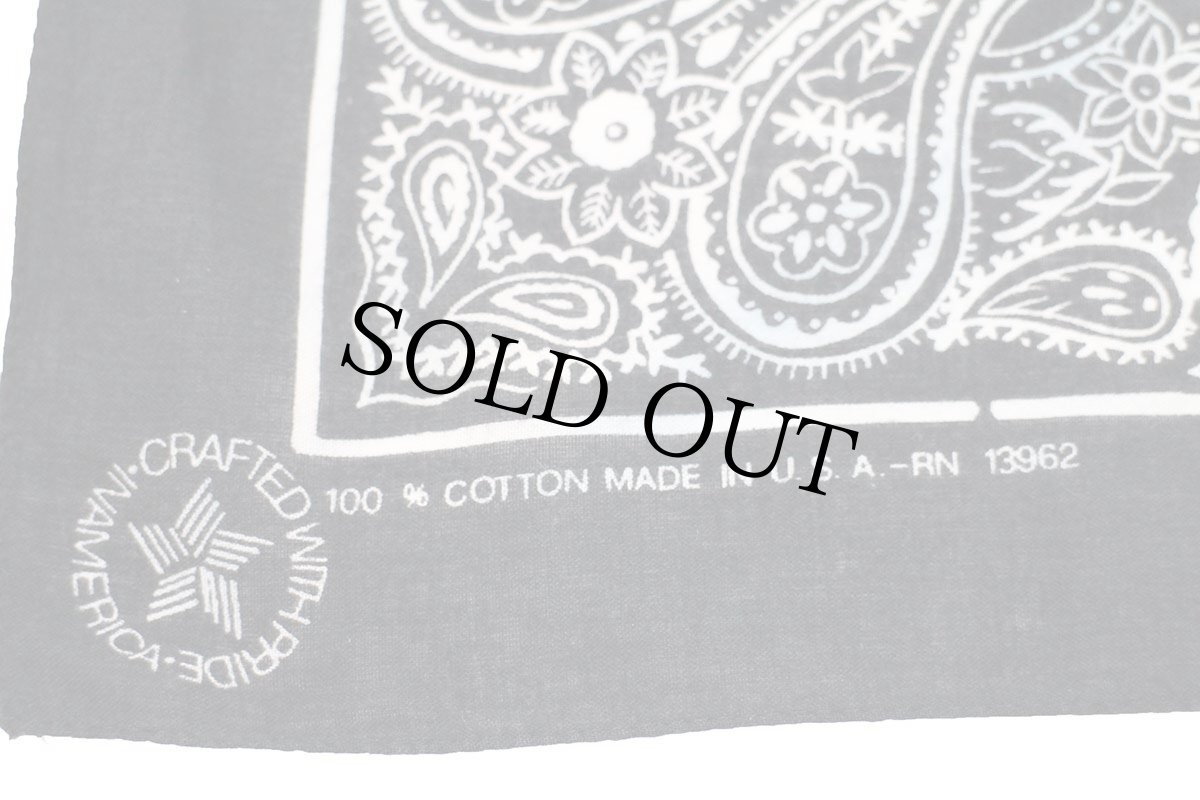 画像3: 80s USA製 RN13962 ペイズリー×花柄 コットン バンダナ 黒 (3)