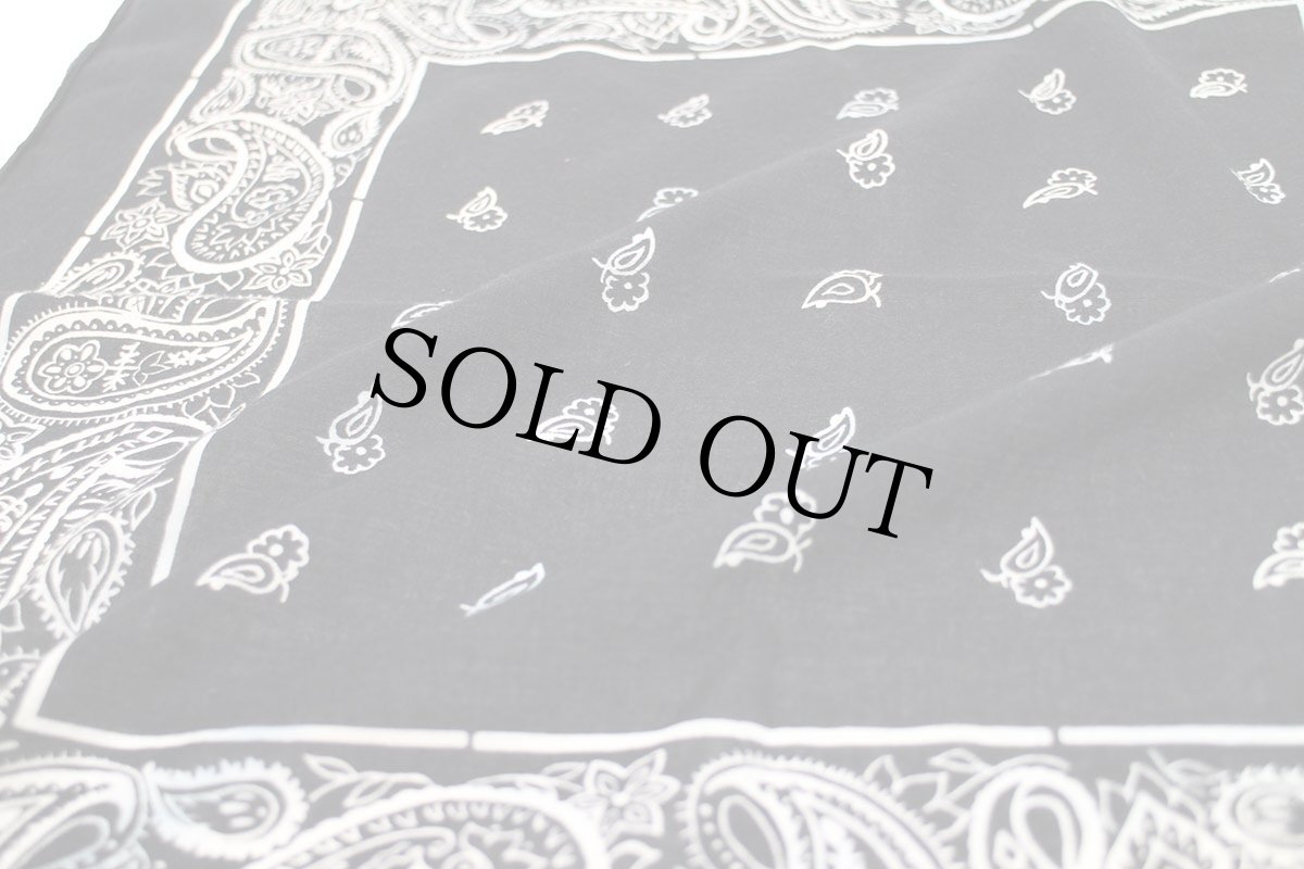 画像5: 80s USA製 RN13962 ペイズリー×花柄 コットン バンダナ 黒 (5)