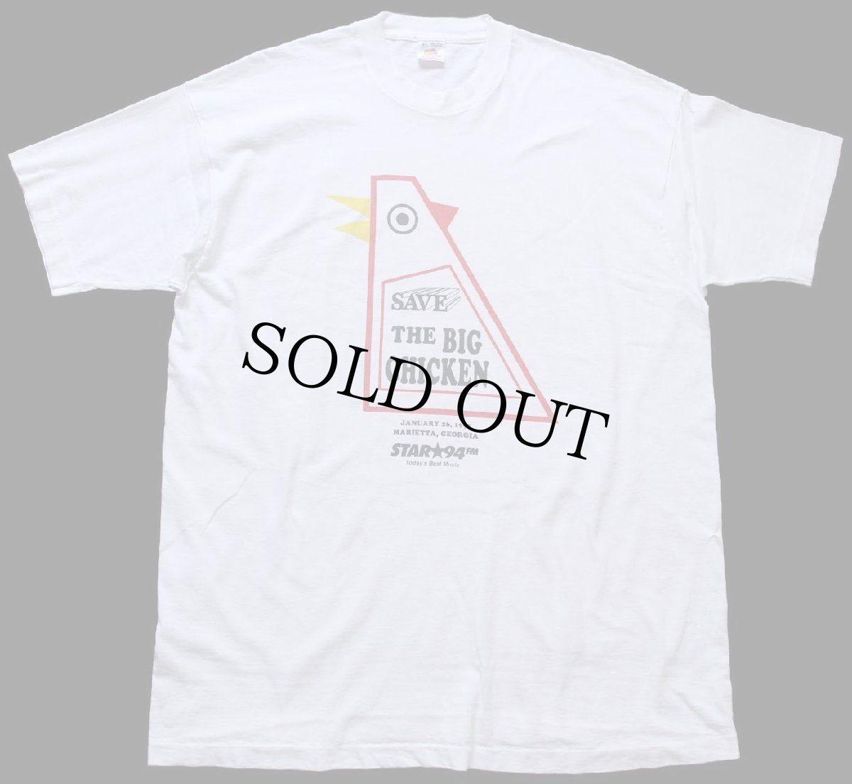 画像2: 90s USA製 SAVE THE BIG CHICKEN KFC ケンタッキーフライドチキン ロゴ 両面プリント コットンTシャツ 白 XL (2)