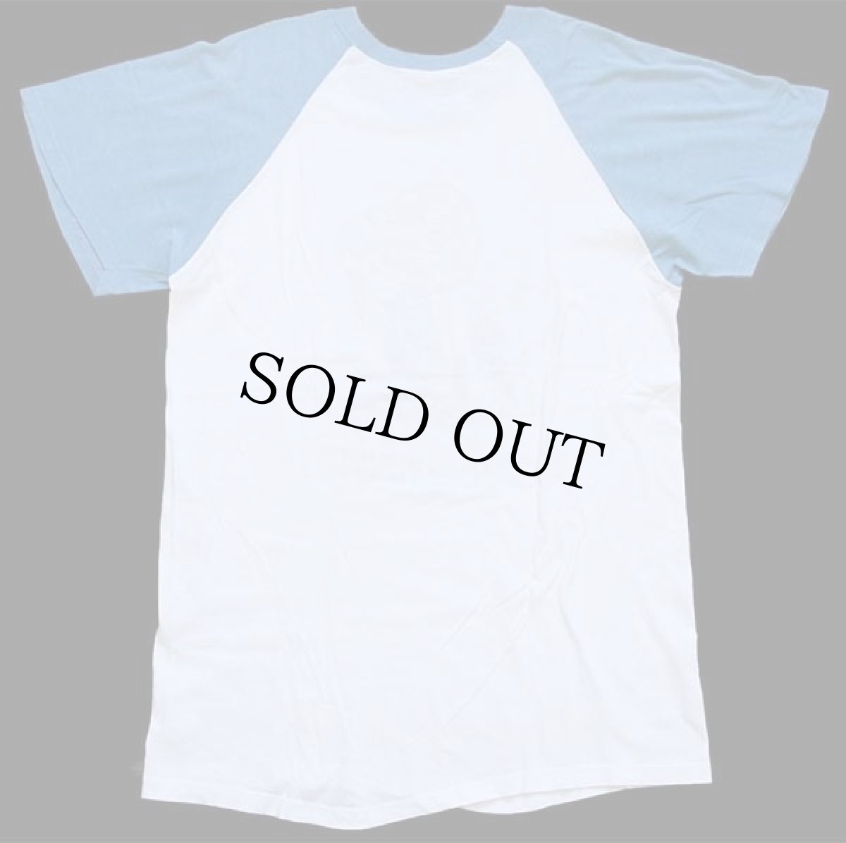 画像3: 80s スヌーピー チャーリーブラウン アイスクリーム 染み込みプリント コットン ラグランTシャツ 白×青 (3)