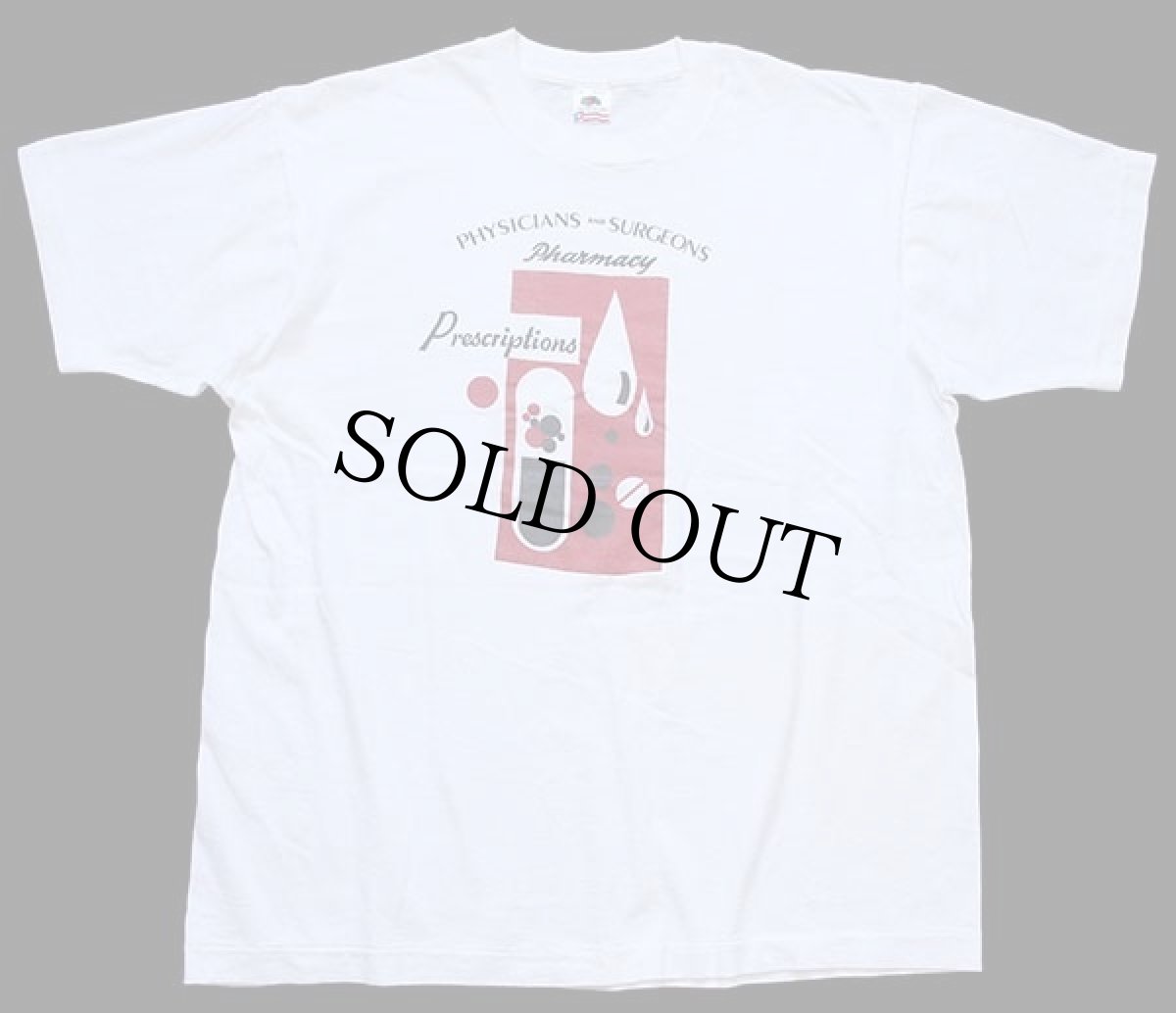 画像2: 90s USA製 PHYSICIANS AND SURGEONS Pharmacy Prescriptions アート コットンTシャツ 白 XL (2)