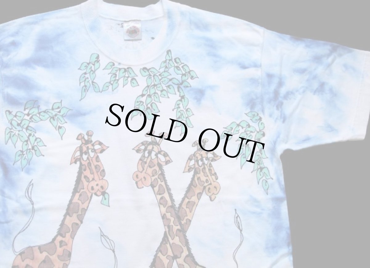 画像3: 90s USA製 キリン ハンドペイント アート タイダイ染め コットンTシャツ L (3)