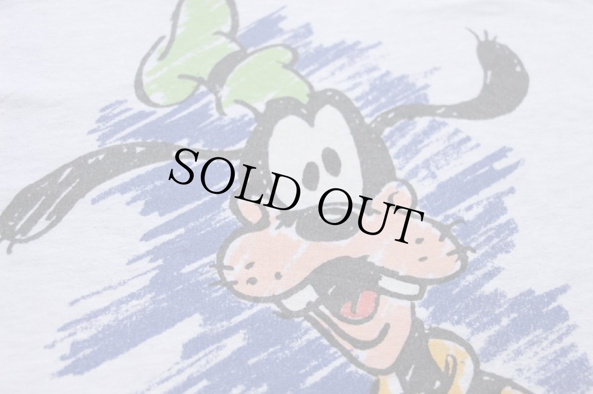 画像4: 90s USA製 Hanes Disneyディズニー グーフィー アート コットンTシャツ 杢ライトグレー L (4)