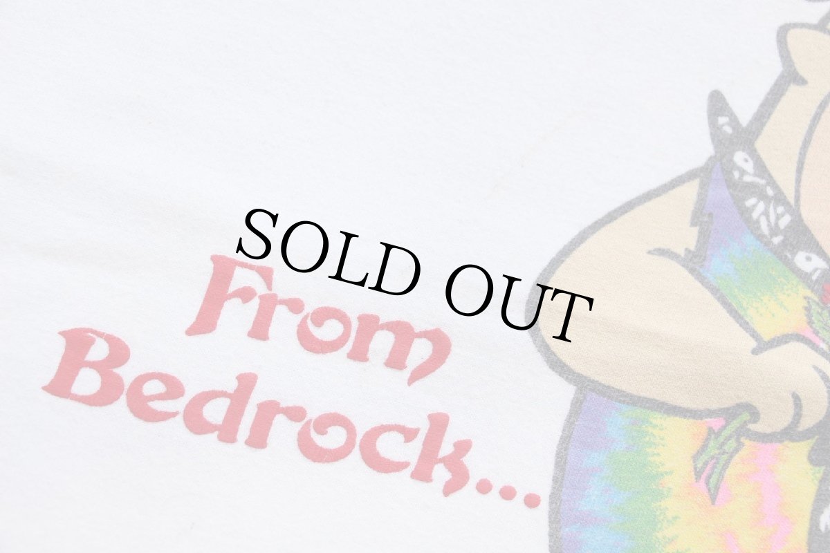 画像6: 80s THE FLINTSTONES 原始家族フリントストーン GRATEFUL FRED NON STOP WORLD TOUR コットンTシャツ 白 (6)