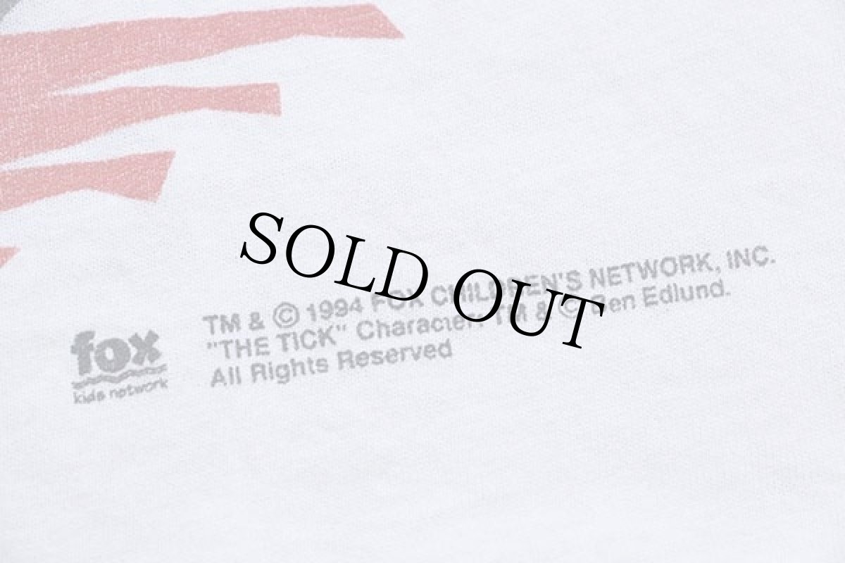 画像4: 90s THE TICK コットンTシャツ ボロ 白 L (4)