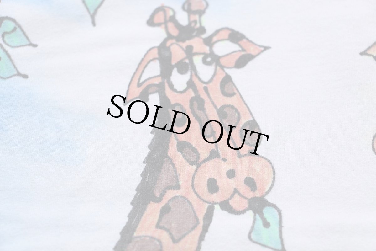 画像4: 90s USA製 キリン ハンドペイント アート タイダイ染め コットンTシャツ L (4)