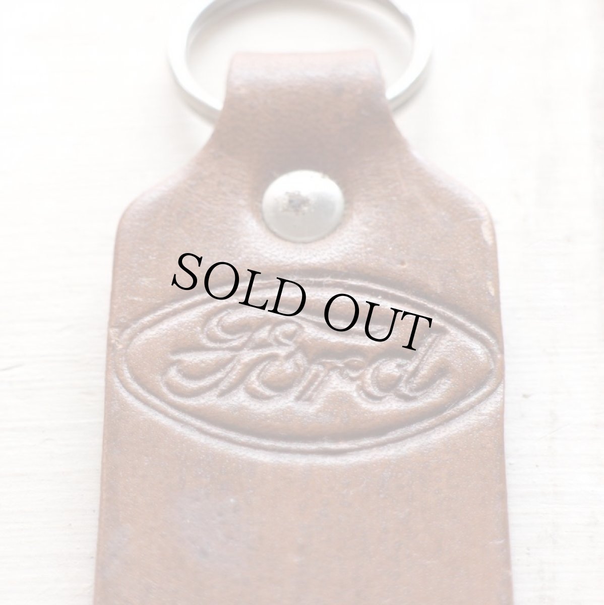 画像3: デッドストック★70s ハンドクラフト Ford フォード ロゴ カービング レザー キーホルダー 茶★キーチェーン (3)